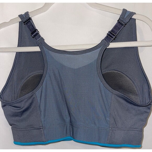 Jessica Simpson Sports Bra Racerback Warm Up Gray Turquioise Women’s Size 40D - Picture 4 of 6
